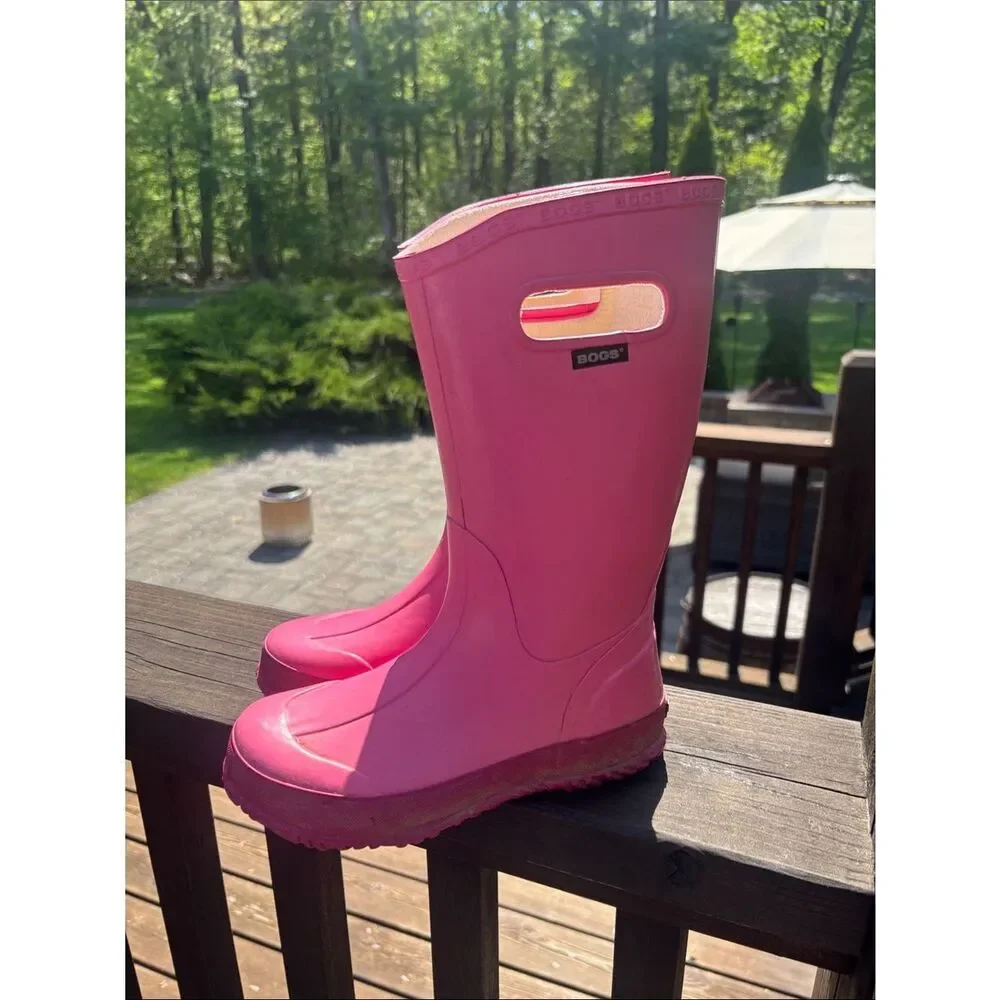 Bogs Bright Pink Kids Waterproof Rain Boots